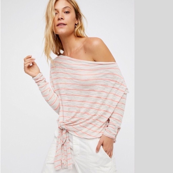 Free People Love Lane One-Shoulder Tee in Grey Combo - Picture 3 of 10